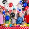Red Blue Black Balloon Set, Spider Themed Balloons with Silver Boom Star, 12 Inch Latex Balloon with Red Blue Confetti Balloons for Boys Birthday Party Decoration